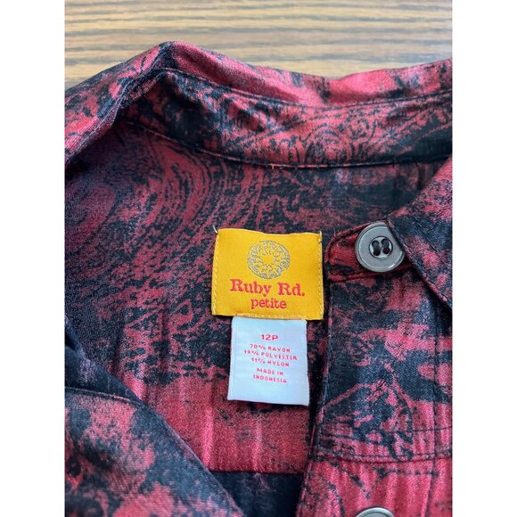 Ruby Rd. red black six button dress jacket size 10P - Picture 5 of 9